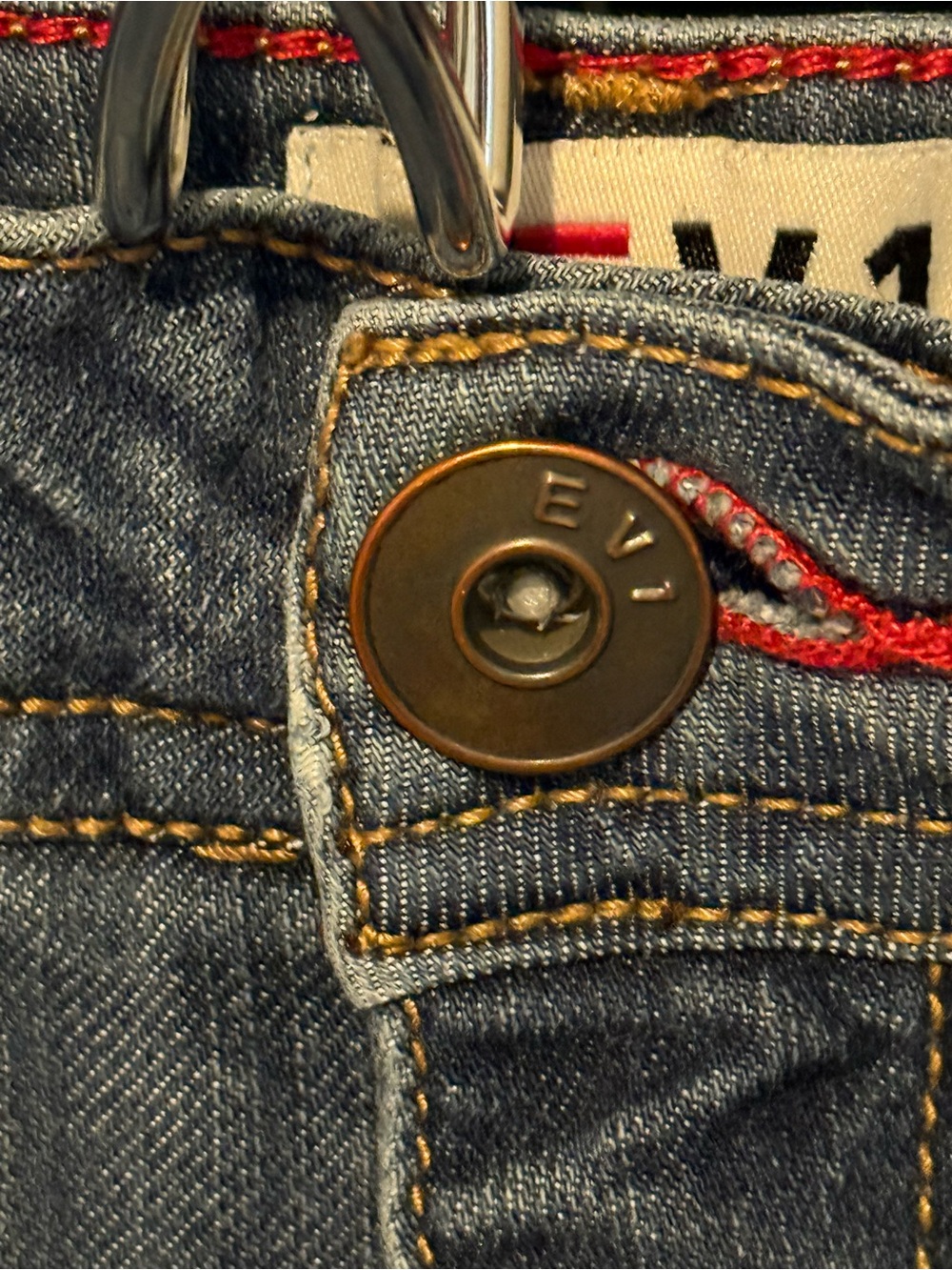 🌈 EV1 Alex Relaxed Denim Boho Shorts with Colorful Side Stitched Trim - Size 16 - Picture 3 of 15